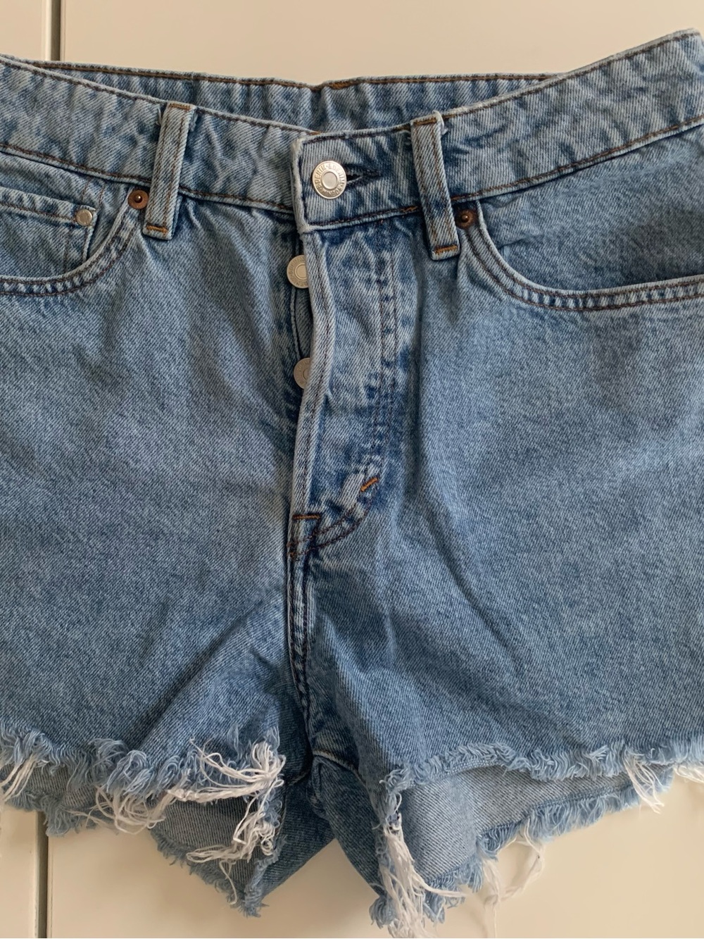 #13 H&M Light Blue Distressed Denim Cutoff Shorts